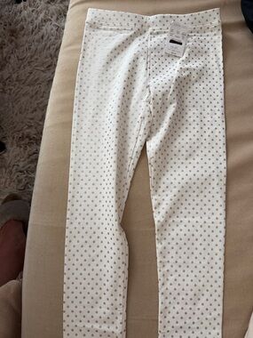 Crewcuts Girls White Leggings with Gold Polka Dots